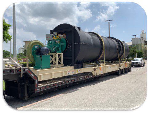 Dryer Shell, Frame, Drive and assembled Burner arriving at Job Site
